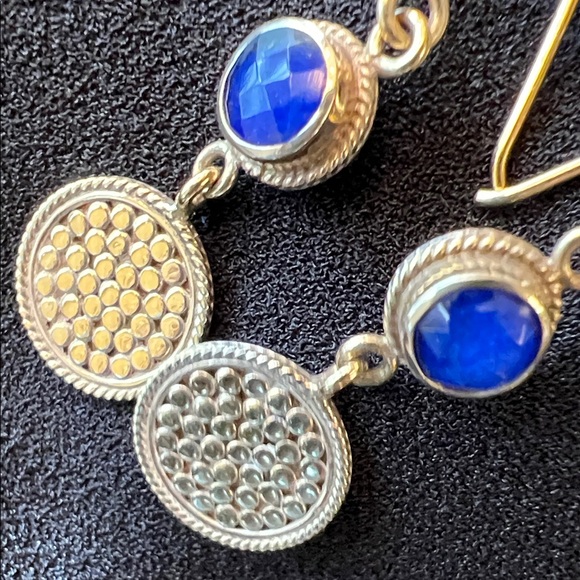 Anna Beck Silver and Blue Disc Earrings - Picture 6 of 6